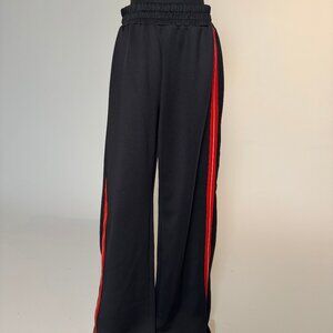 FREE PEOPLE Track Pants - Black With Red & White Stripe